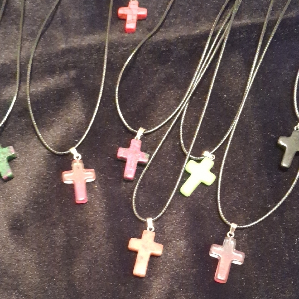 Vibrant Cross Pendant Necklace RANDOM COLOR - Picture 3 of 3